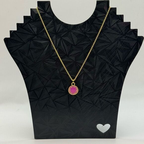 Marc Jacobs Gold Pink Necklace Minimalist Charm - Picture 1 of 3
